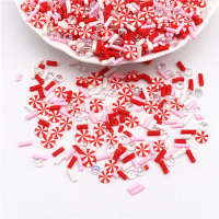 5mm 50g Mixed White Red Candy Polymer Clay Slices Sprinkles for Nail Art Decoration Soft Clays Sprinkles for DIY Slimes Filling