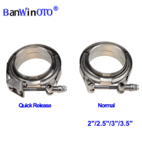 Universal 2" 2.5" 3" 3.5" 304 Stainless Steel V Band Clamp V-Band Exhaust Flange Turbo Exhaust Pipe V Clamps Kits Quick Release