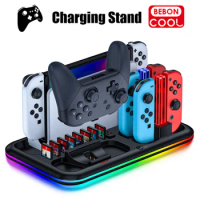 BEBONCOOL For Nintendo Switch Pro Controller Charging Stand Charger For Switch Joycon For Switch OLED RGB Game Storage Station