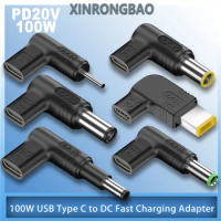 100W USB Type C to DC Fast Charging Adapter Plug Connector Universal USB C Laptop Charger Converter for Dell Asus Hp Acer Lenovo