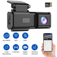 4K Dashcam Dual Lens Camera Car Rear View Camera WIFI APP Video Recorder Dash Camera Front and Rear Dash Cam Built-in WiFi&amp;GPS