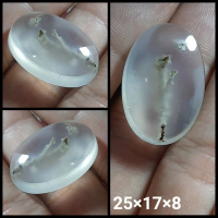 Natural Batu Akik Kristal Bening Motif Gambar Ranting Pohon Antik