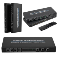 4K 4X1 HDMI Multiviewer with Remote Control USB3.0 4 in 1 HDMI Multi-viewer 9 Display Modes Seamless HDMI Switcher Switch