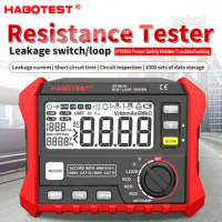 HT5910 HT2302 4.7-inch large LCD Digital Resistance Meter RCD/Loop Tester 1000 Data Storage 0~440V Leakage Switch Tester