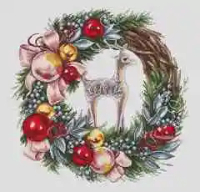 Christmas Deer Wreath Cross Stitch, Ecological Cotton Thread Embroidery, Home Decoration, Hanging Painting, Gift
