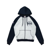 【LONSDALE 英國小獅】潮流撞色LOGO加絨連帽外套(白灰 LT250952)