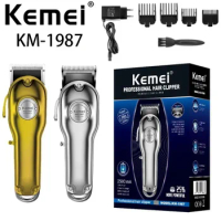 kemei electric hair clipper KM-1987 fast charging and 5 hours long time working Metal casing salonprofessional trimmer barber