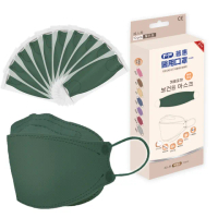 【普惠】醫用口罩成人韓版KF94魚型4D立體(墨綠10片/盒)
