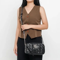 Tas GUCCI GG MARMONT SHW BLACK CHAIN SHOULDER BAG 100% ORIGINAL 23X7X14CM