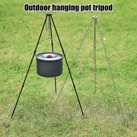 Camping Tripod Cooking Trivet Set with Hanging Chain Aluminum Alloy Pot Bracket with Storage Bag for Outdoor Campfire Cooking