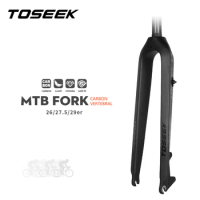TOSEEK MTB Fork Full Carbon Fiber Bike Front Fork 26/27.5/29" Rigid Bicycle Fork Straight Tube 560g Carbon Lightweight Bike Fork
