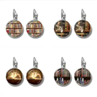 New Retro Books Photo Earrings Lovers Jewelry Librarians Bookshelf Earring Gifts Writers Students Teacher Pendant Jewelry Gifts