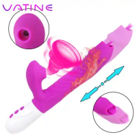 Sucking Clitoral Stimulator Heating G-spot Vagina Dildos Telescopic Rotating Dildo Vibrator Tongue Vibrator