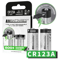 LiiBATTARIES Type-C 快充 Li-ion鋰電充電池 - CR123A (2粒裝)