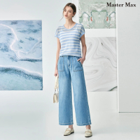 【Master Max】舒適寬鬆大腿刷色直筒牛仔寬褲(8313025)
