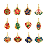 High Quality Gold-Plating Color Chinese Style Charms Lucky Pendant Dangle Charm Fit DIY Charms Bracelet For Women Jewelry