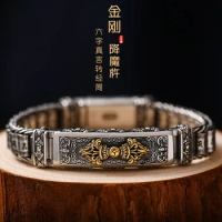 Advanced Lulutong Bracelet Men's Fashion Ins Vajra 925 Tibetan Silver Weaving Vintage Personality Warp Turning Bangle