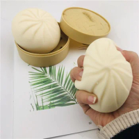 8.5cm Steamed Stuffed Bun with Simulation Steamer Soft Squishy Decompress Fidgets Anti Stress Relief Squeeze Toy for Adults Kids