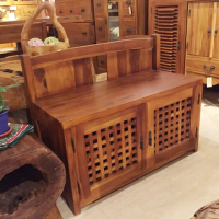 【吉迪市柚木家具】柚木雙門可坐式穿鞋椅 RPCH012ASX(鞋櫃 椅子 休閒椅 玄關椅 穿鞋椅 木椅)