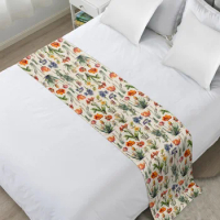 Flower Leaves And Flower Buds High Quality Bed Flag Hotel Cupboard Table Runner Parlor Wedding Home Decor Bed Runner