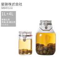 【好拾物】日本星硝 日本製梅酒罐1L+4L2件組(醃漬罐 密封玻璃保存罐)