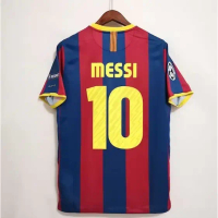 2010-11 Barcelona Home Jersey Retro Version Messi Number 10 David Villa No. 7 Fan Edition 3d Printed