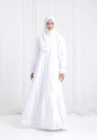Fayrany Baju Gamis Remaja dan Ibu Malika Katun Putih FBG-WP-004