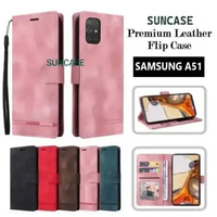 SUNCASE Samsung A51 cover hp model dompet multi fungsi flip case wallet leather SUNCASE PINK