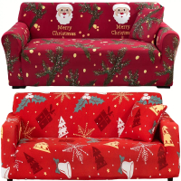 Christmas Style Sofa Slipcover, Non-Slip Sofa Cover, Furniture Protector, For Bedroom, Office, Livin