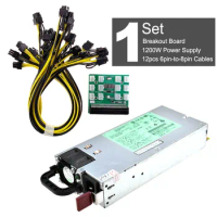 Used A Set DPS-1200FB A 1200W PSU Power Supply+ Breakout Board + 12pcs 6pin-to-8pin Cables
