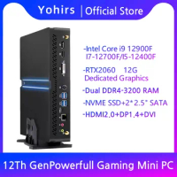 Yohirs 12th Gen I9 12900F Mini Gaming PC RTX2060 12G 16 Core Dual Lan H610 Triple 8K HDR Desktop Computer HD DP DVI AX200 WIFI6