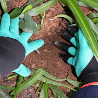 浩銘花園挖土手套帶爪子防水耐磨刨土松土種植園林園藝防刺扎手套
