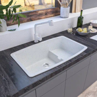 Nano Black Step Kitchen Sink SUS 304 Stainless Steel Handmade Above Mount Waterfall Faucet Kitchen Sinks