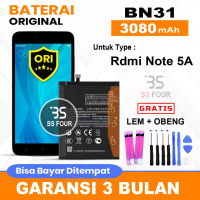 ( FREE BONUS ) FOR Baterai Batre Xiiomi Rdmi Note 5A / BN31 / 3080mAh Original