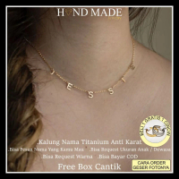 (Beli 1 Bonus 1 Cincin) Kalung nama custom titanium anti karat KN-11 anak dewasa Perempuan Laki-laki
