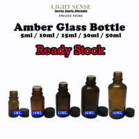 Amber Glass Bottle with Black Cap & Insert 5ml 10ml 15ml 30ml 50ml