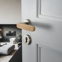 新中式門鎖室內臥室家用房門鎖木紋金色鎖具門把手靜音磁吸木門鎖