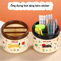 Ống đựng bút đa năng OBDO18 Mun Store 94 – Hộp nhựa cứng cáp kèm sticker, để bàn học & bàn làm việc 