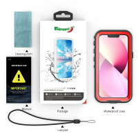 適用蘋果13promax手機防水殼iphone15游泳潛水16三防8P防雨12 14可充電11防塵防摔XS保護XR全包紅辣椒防水套