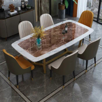 Post modern light luxury marble dining table Italian minimalist small family rock plate dining table dining table designer light