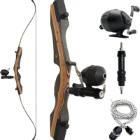 62" Archery Bowfishing Reel Kit 25-50lbs Archery Set Adult Takedown Recurve Bow for Hunting Right Hand Fishing Bow