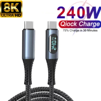 USB Type C To USB C Cable 240W PD Fast Charging Charger 8K 60Hz HDMI Adapter For MacBook Pro Nintendo Switch Galaxy