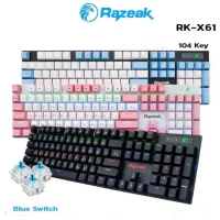COD. Razeak RK-X61 Metal Mechanical Keyboard Gaming BLUESWITCH แถมคีแคป 1ชุด ประกัน 1ปี