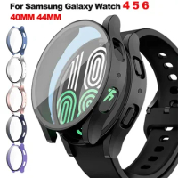 Tempered Glass+PC Cover for Samsung Galaxy Watch 4 5 6 44mm 40mm All Coverage Protective Bumper Case Galaxy Watch4 5 Accessories