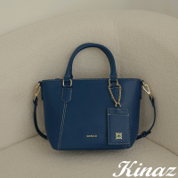 KINAZ 鍊釦卡片夾雙面手提斜背托特包-清澈海藍-Pure純粹系列