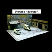 Diorama papercraft Garage part 3 skala 64 Hot Rod Diecast Mobil Toy