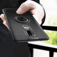 Oneplus 6 A6000 A6003 Case Metal Ring Holder Silicone Bumper TPU Shockproof Back Cover For Oneplus 6 Oneplus6 A6003 Phone Bags