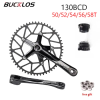 BUCKLOS Folding Bicycle Crankset 9/10/11S 130BCD Road Bike Crankset 50/52/54/56/58T 130 BCD Bicycle Chainring BMX Crank