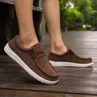 Boat Shoes canvas Breathable Slip-On Shoes Man Loafers Classics Daily Fashion Casual Leather Shoes