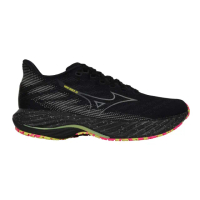 【MIZUNO 美津濃】WAVE RIDER 28 男慢跑鞋-美津濃 運動鞋 路跑 黑灰黃桃紅(J1GC246301)